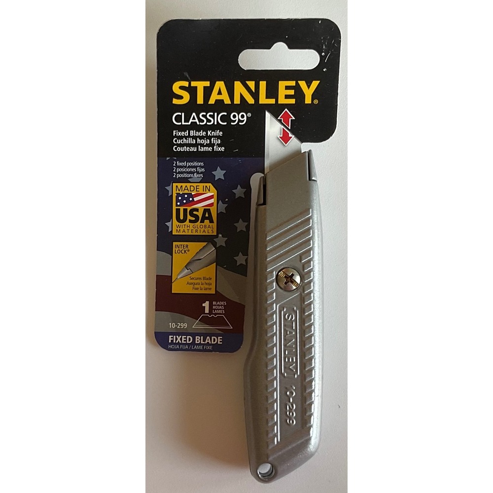 Stanley Classic 99 Fixed Blade Utility Knife 10-299 Gray Die-Cast Metal USA Made